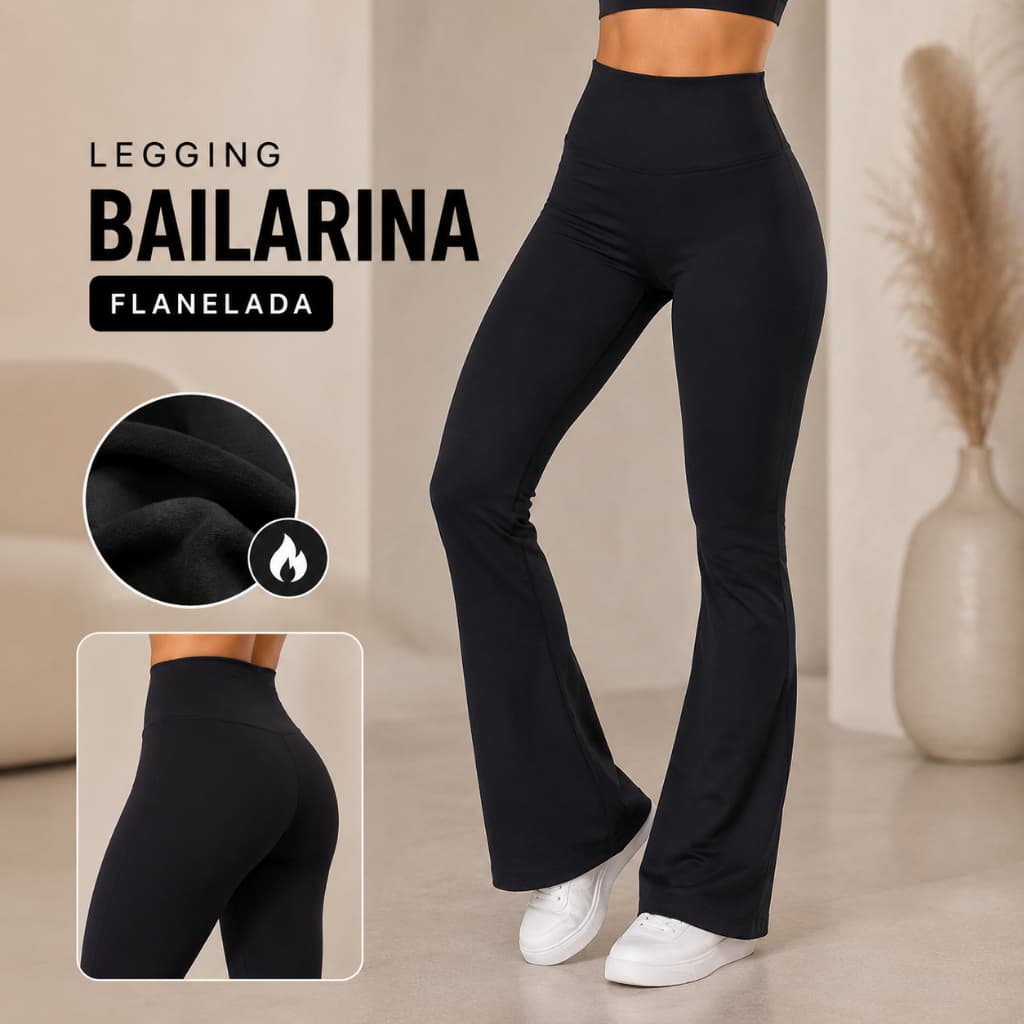Calça Legging Flare Flanelada Peluciada Bailarina Cós Alto Não Transparente Boca de Sino
