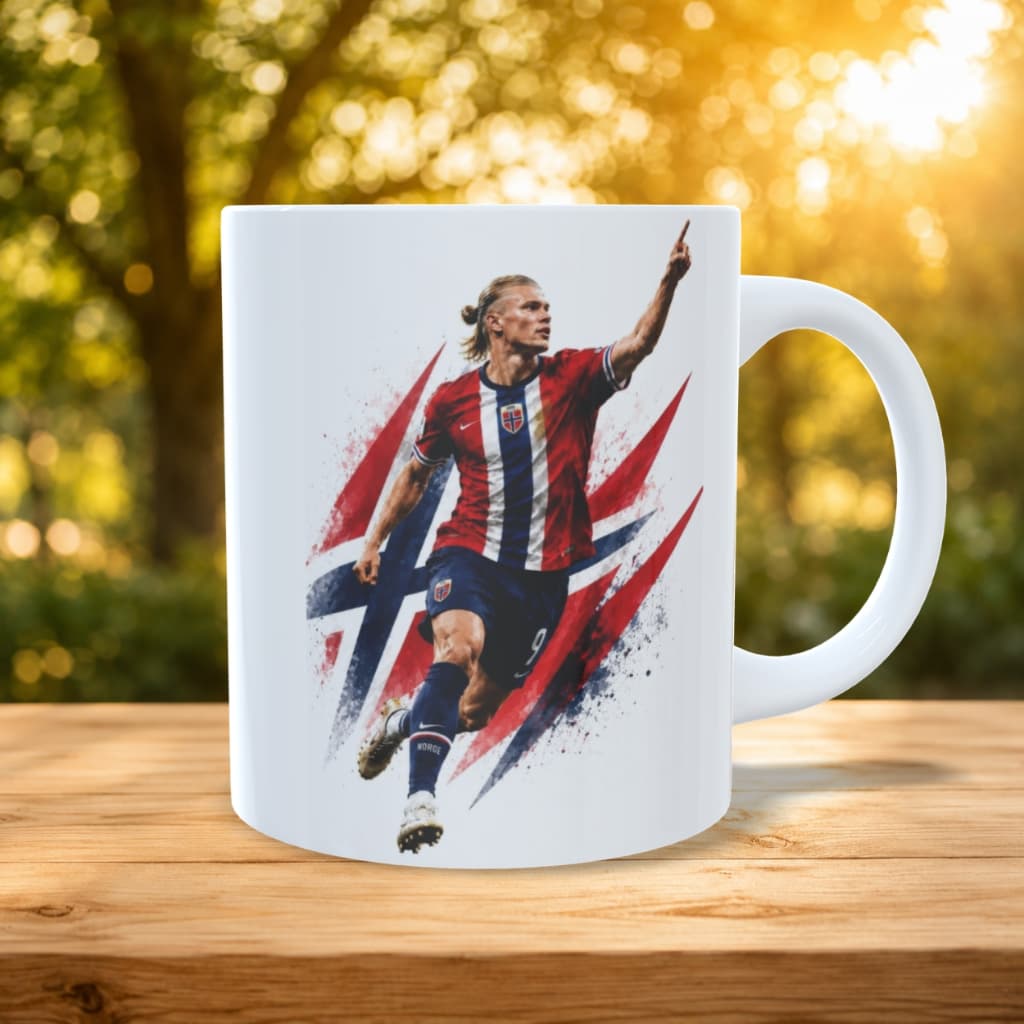 Caneca Engraçada Haaland Presente Divertido Artista Jogador Futebol