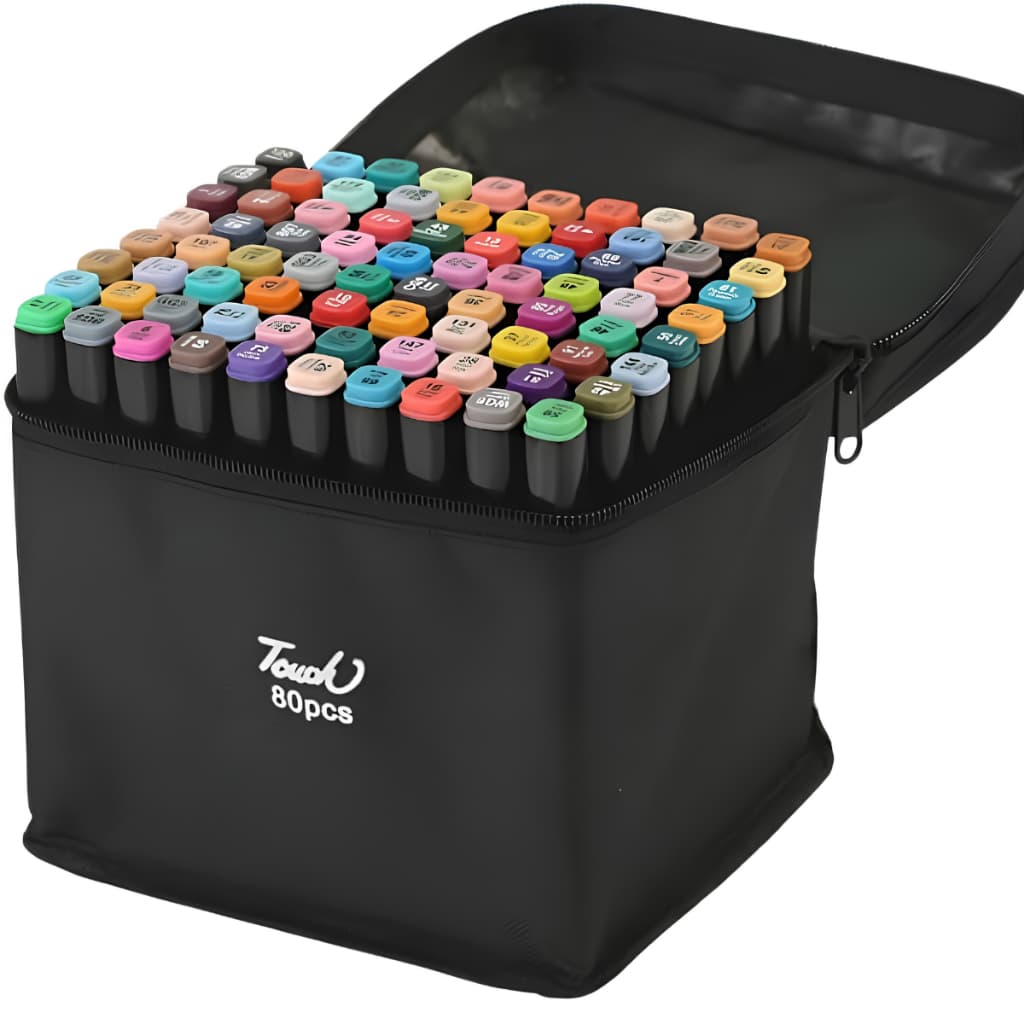 Kit 80 Canetas Ponta Dupla Coloridas Alta Pigmentação Marcadores para Colorir
