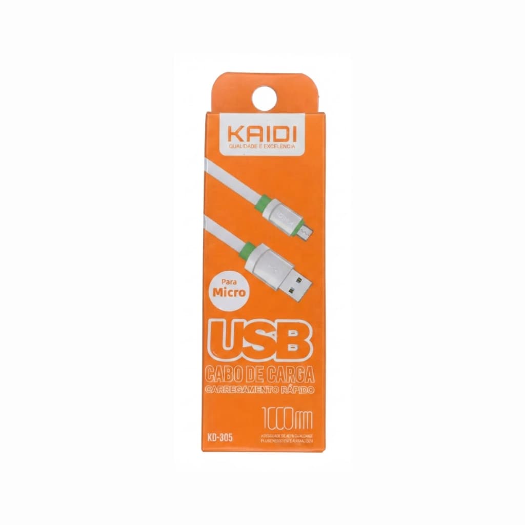 Cabo Carregador Para Celular Kaidi V8 Micro USB