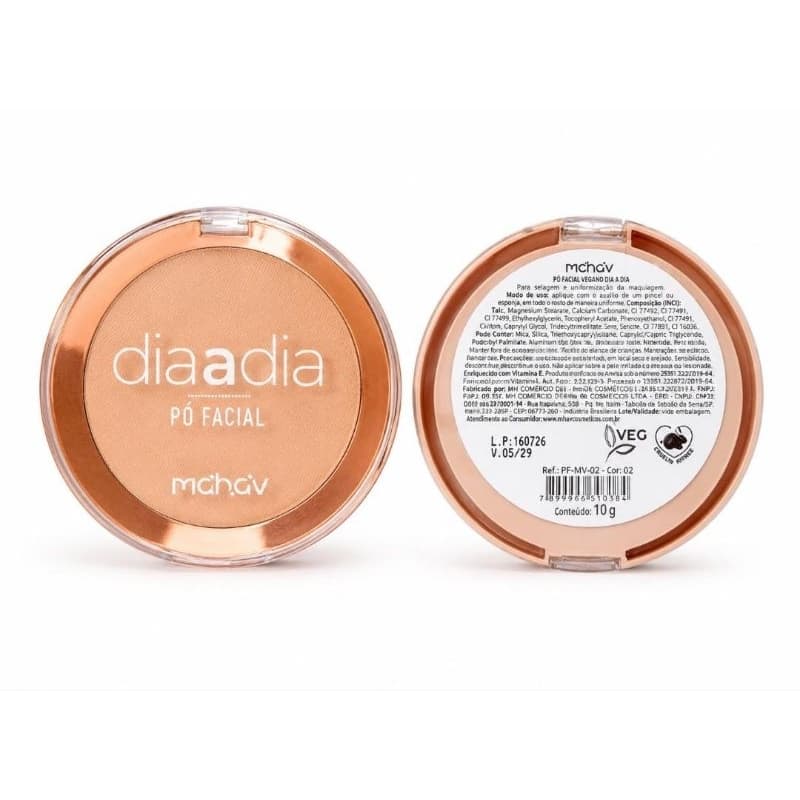 Pó Compacto Mahav 10g com Cobertura Natural e Tonalidade Uniforme