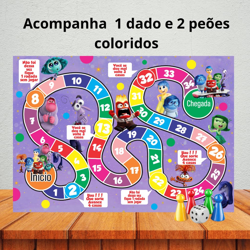 Jogo de tabuleiro para lembrancinha de aniversário/ kit festa/ personalizados - DIVERTIDAMENTE