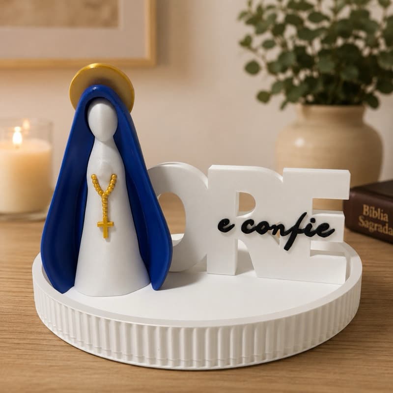 Decoração Escultura Imagem Nossa Senhora Aparecida Impressão 3D Decorativa