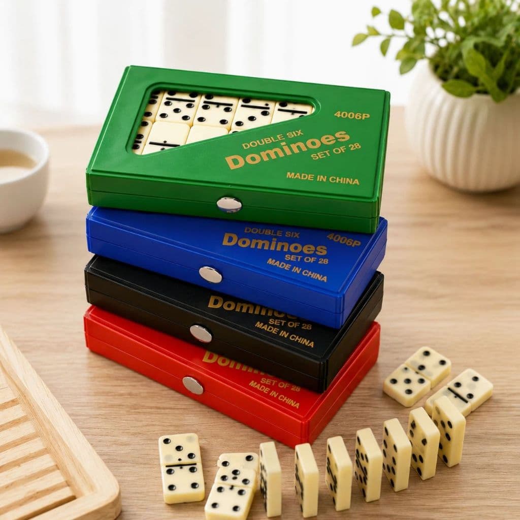 Jogo de Mini Dominó de Osso pequeno Miniatura 28 Peças Estojo Cor sortida Jogo de Mesa Familiar