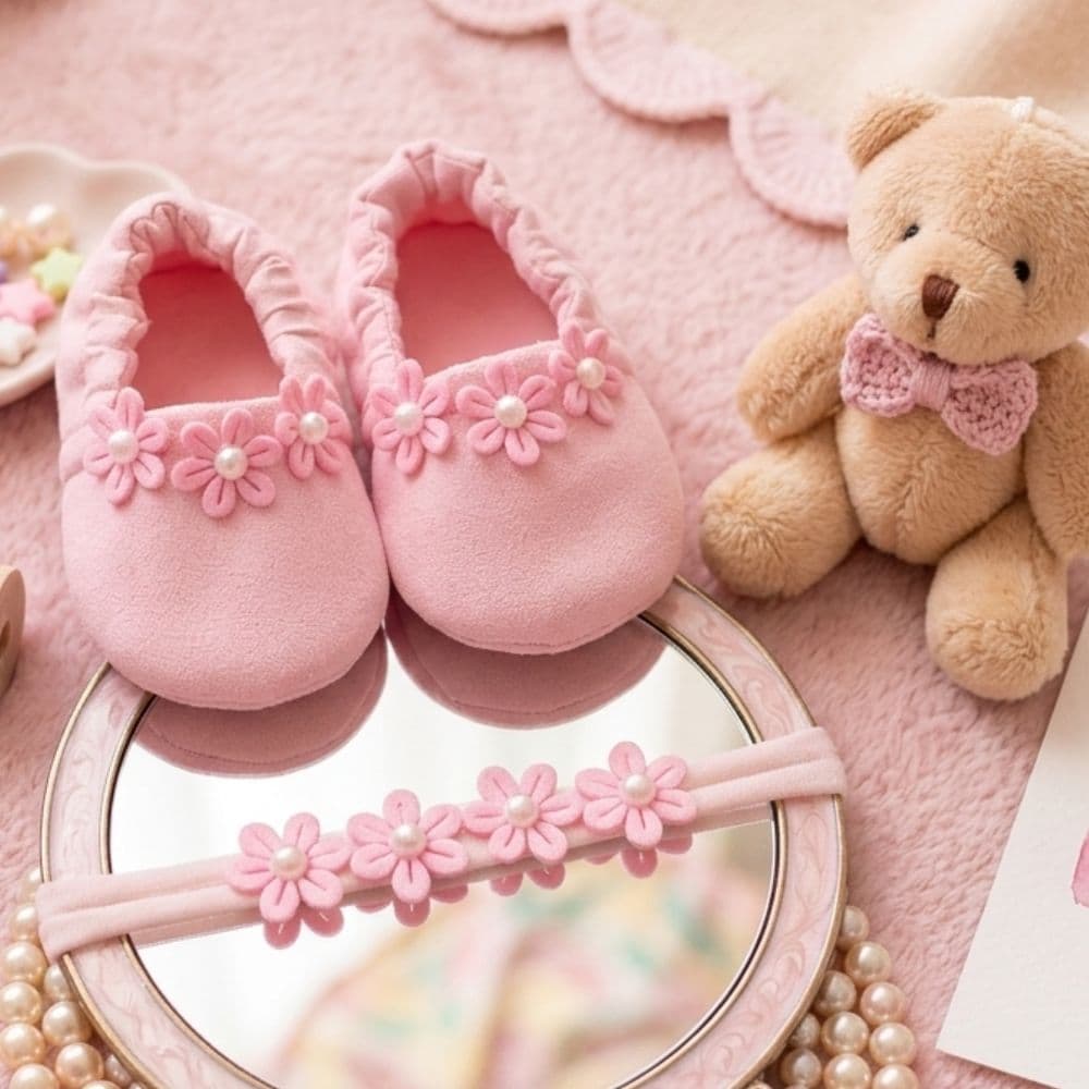 Sapatinho Bebê menina e Faixa Florzinha Bebê Rn 0-8 meses - recem nascida - saida maternidade luxo