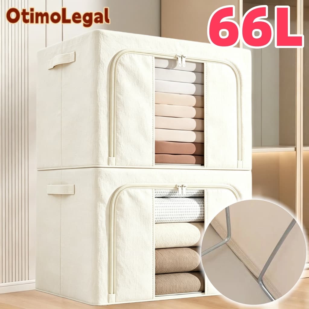 66L Caixa Multiuso Organizadora Antimofo Impermeável Guarda Roupas Brinquedos Sapatos Viagem Zíper Antivazamento