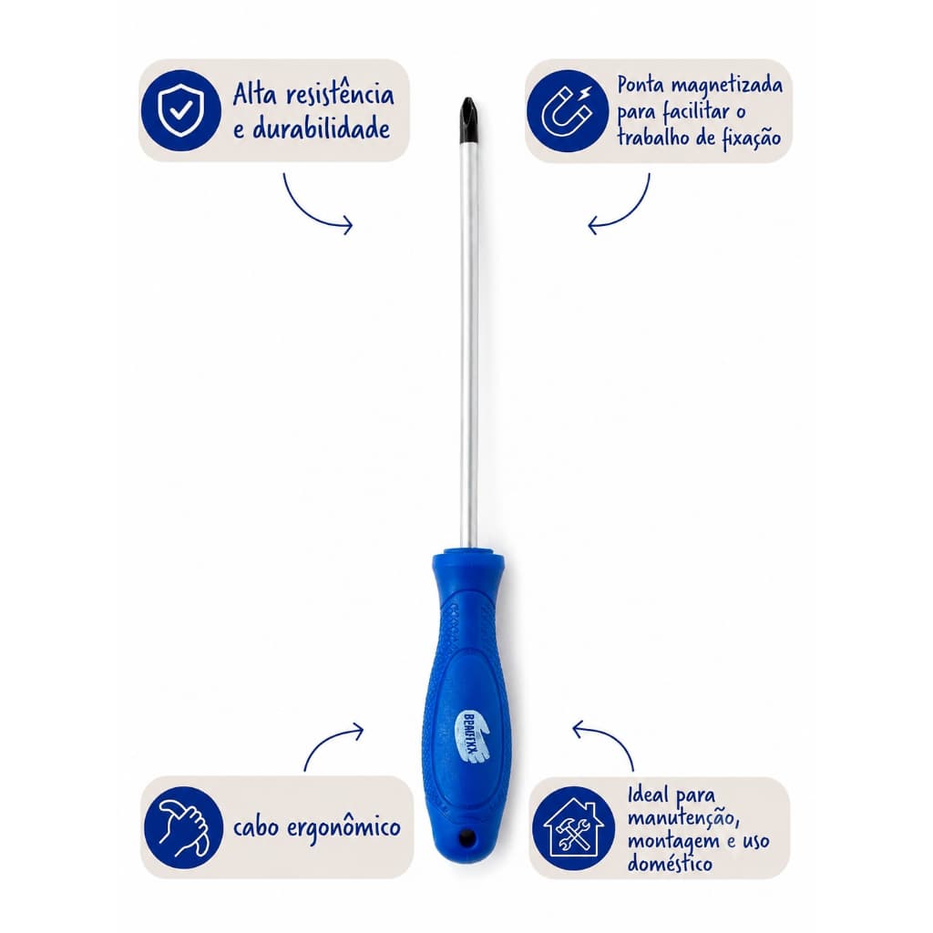 Chave de Fenda Phillips 1/4" X 6" (6 mm  X 150 mm)