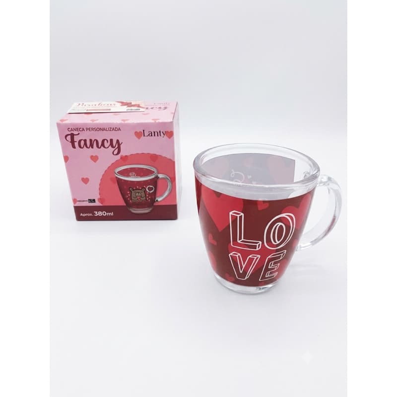 Caneca de Vidro Fancy Lanty com capacidade 380ml.