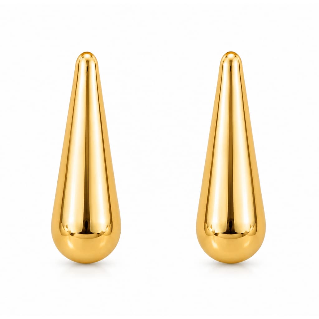 Brinco Feminino Mini Gota Longa Folheado a Ouro 18K Elegante Minimalista