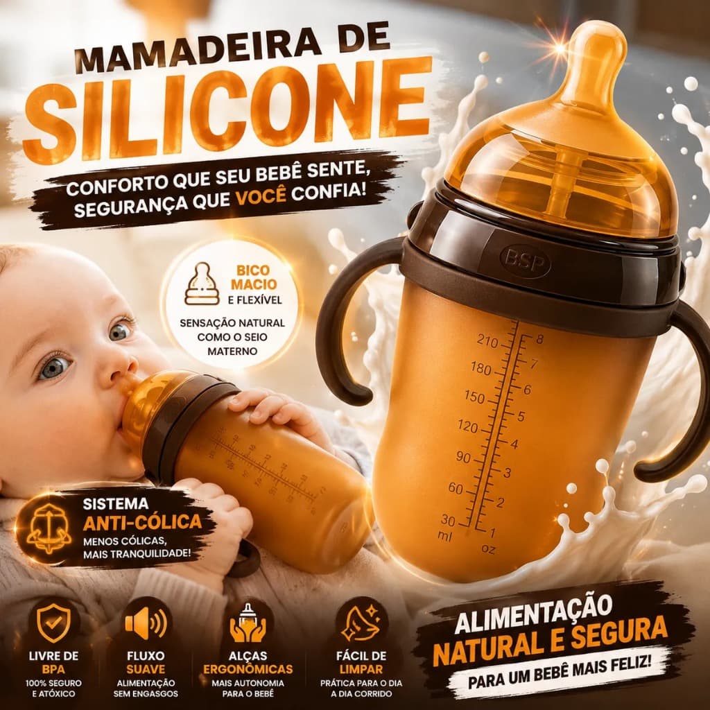 Mamadeira De Silicone Imitando Bico De Leite Materno Anti-cólica E Refluxo