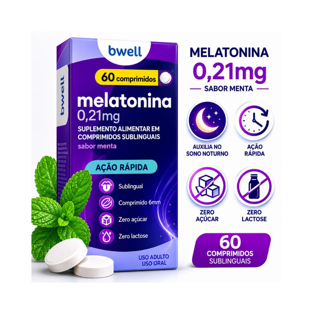 Melatonina Sono Bwell 60 Comprimidos 0,21mg Suplemento Para Dormir Original
