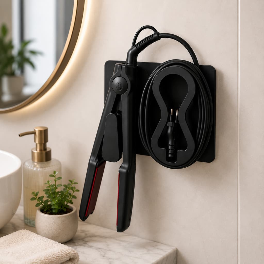 Suporte Organizador para Chapinha de Cabelo com Porta Cabo – Fixação na Parede