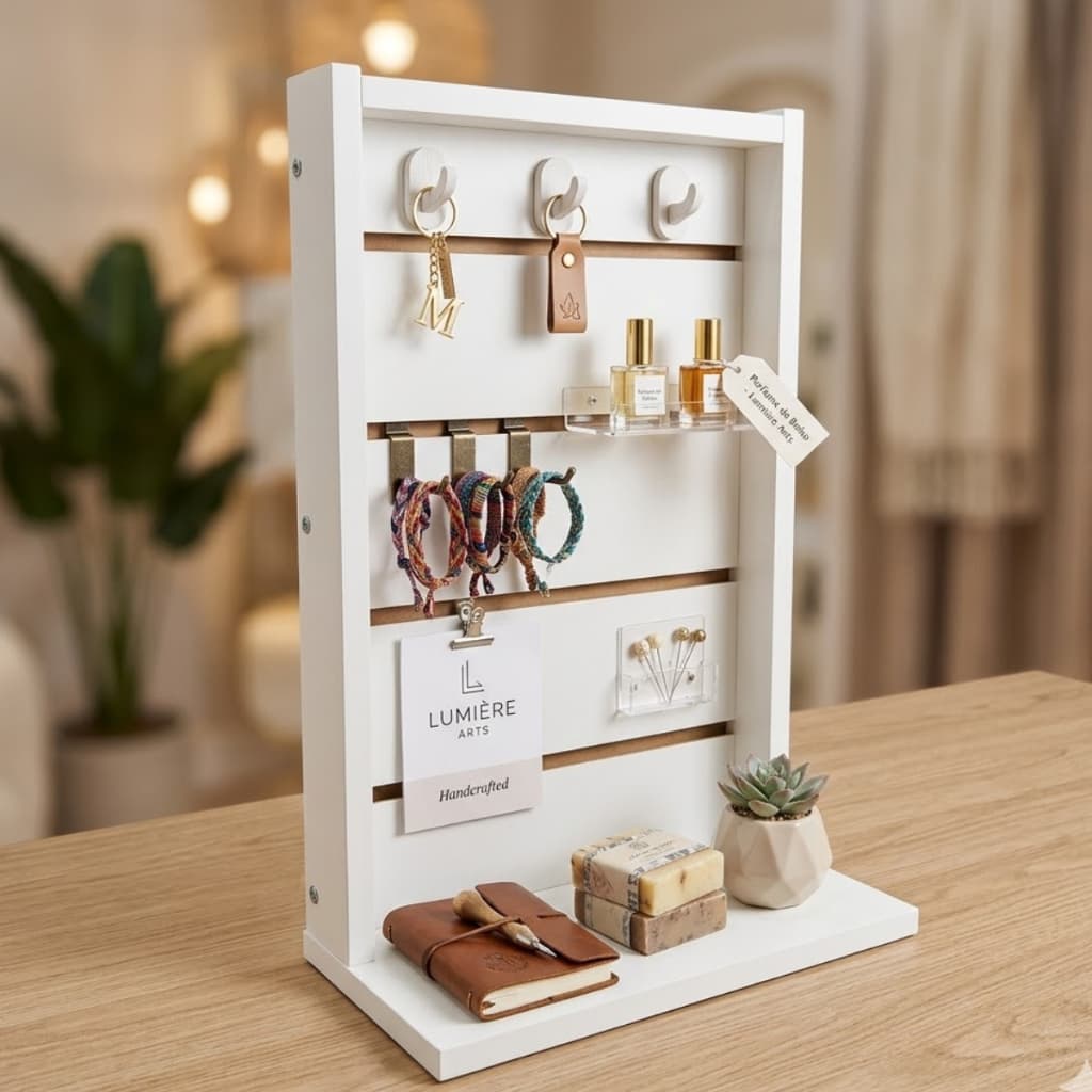Expositor para Chaveiro Bijuteria em MDF Branco Para Balcão