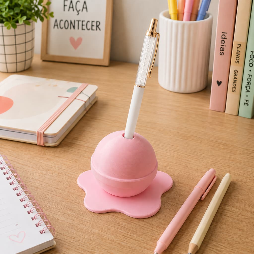 Porta Caneta De Mesa Pirulito Organizador Decorativo Compacto Para Escritório Home Office