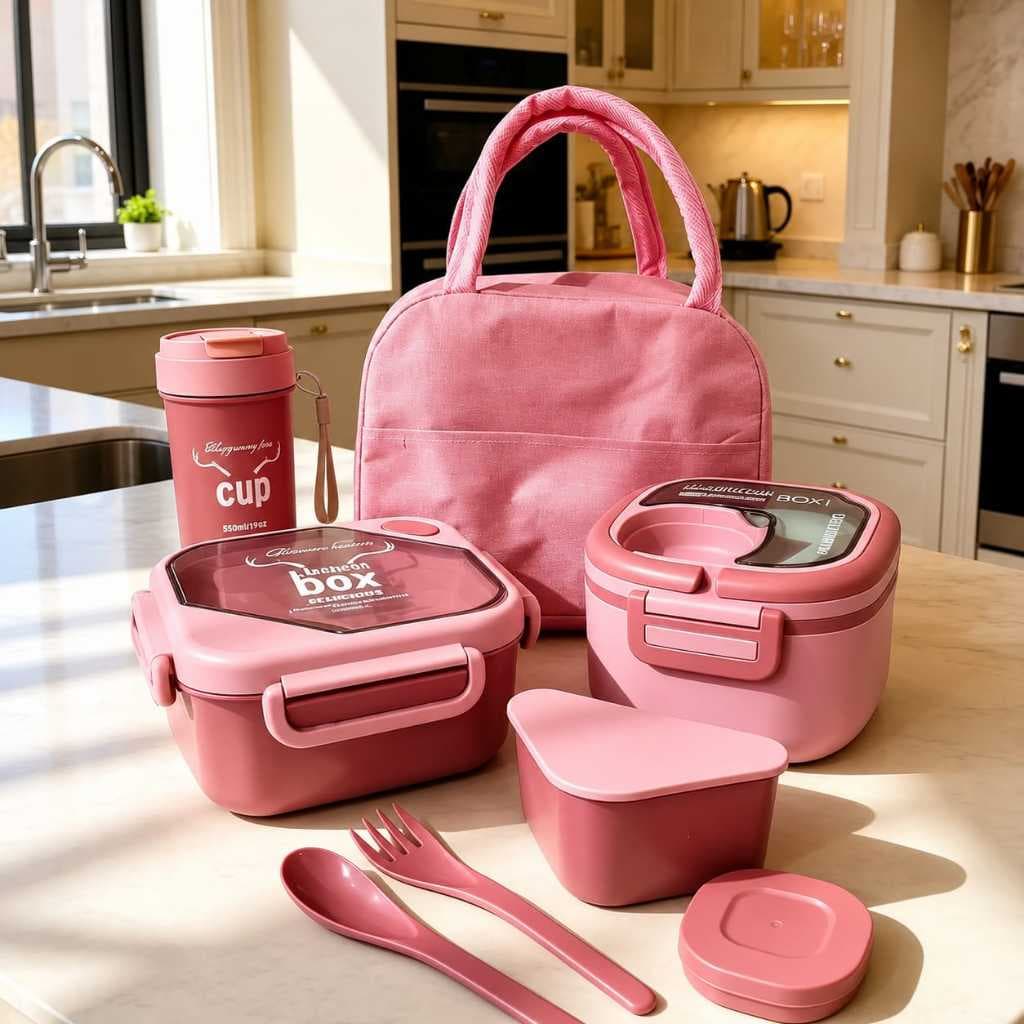Bolsa Térmica 2 Marmitas Lancheira  Luxo kit 7 Peças  Lunch Box