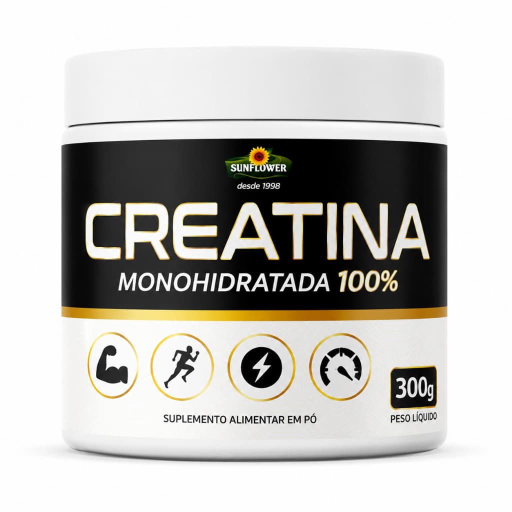 Creatina Monohidratada Sunflower 100% Pura Em Pó Suplemento 300g Entrega Rápida