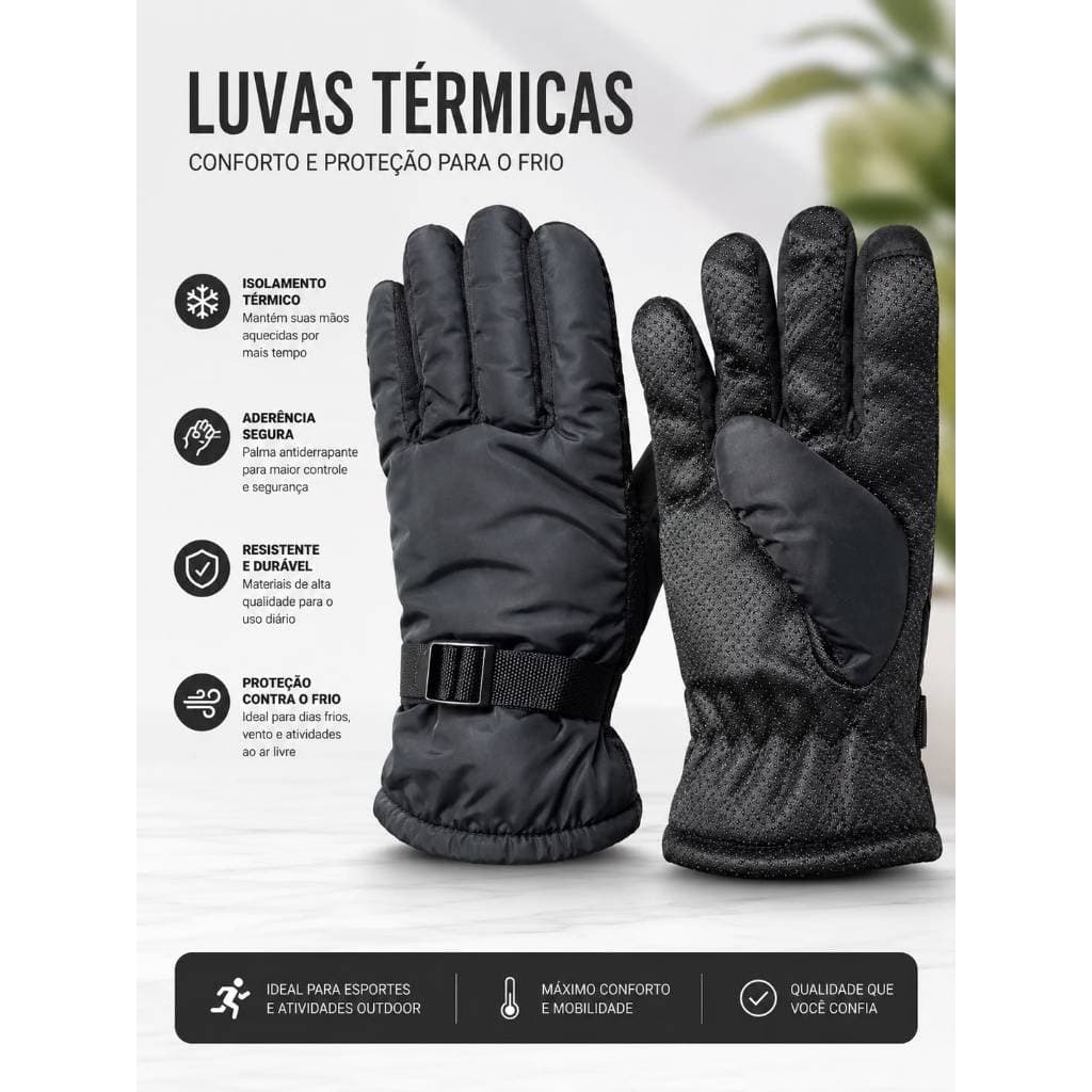 Luva Frio Intenso Moto Motoboy Forrada Antiderrapante Proteção Térmica