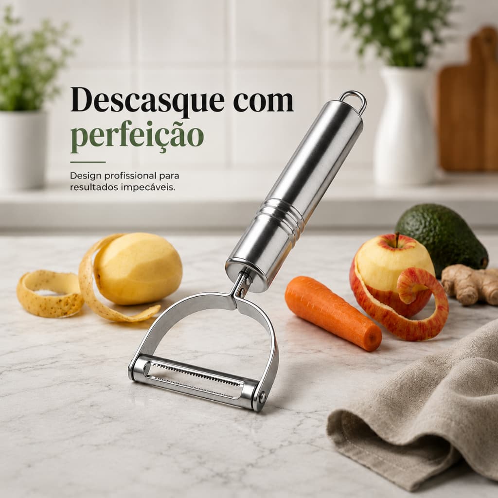 Descascador Legumes e frutas Inox Premium Aço Inoxidável Lâmina afiada Resistente e durável Utensílio Cozinha