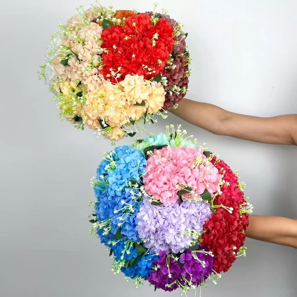 Buquê Artificial de Pompom Grande com 9 Flores - BY800578