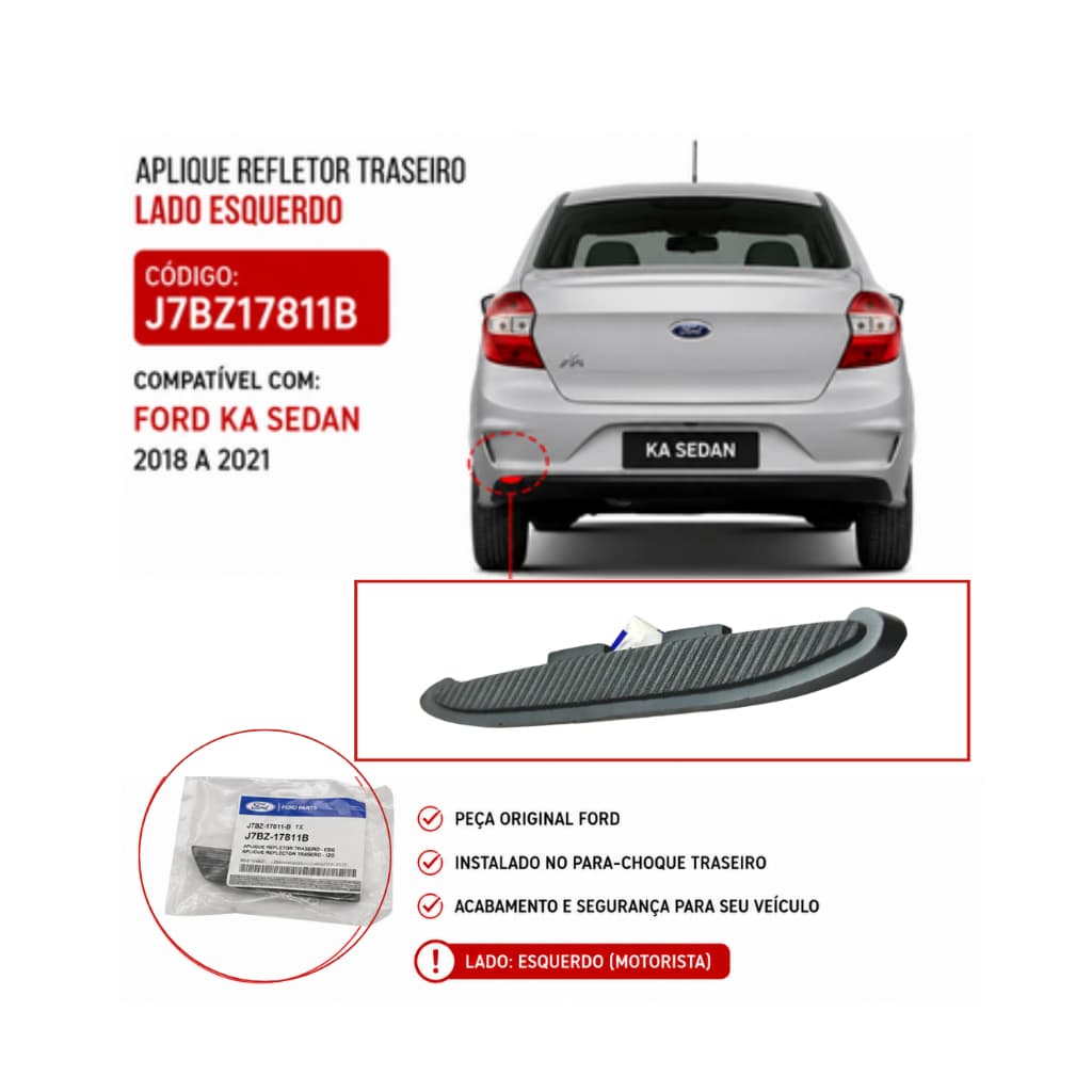 Friso Do Parachoque Traseiro Esquerdo Ford Ka 2018 A 2021