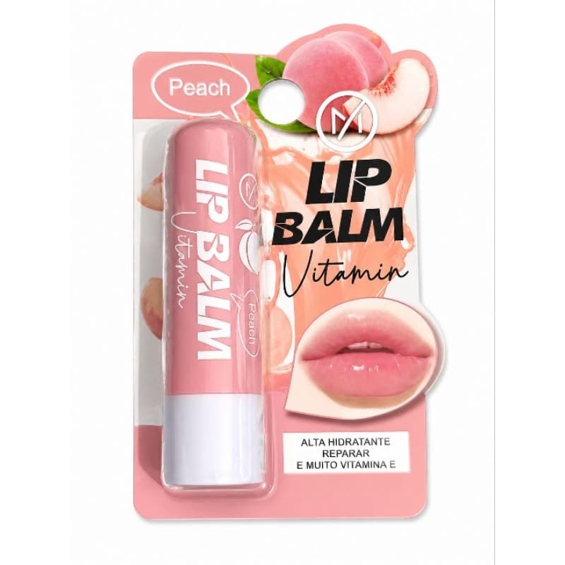 Lip Balm Peach com Vitamina E – Hidratante Labial Reparador Alta Hidratação
