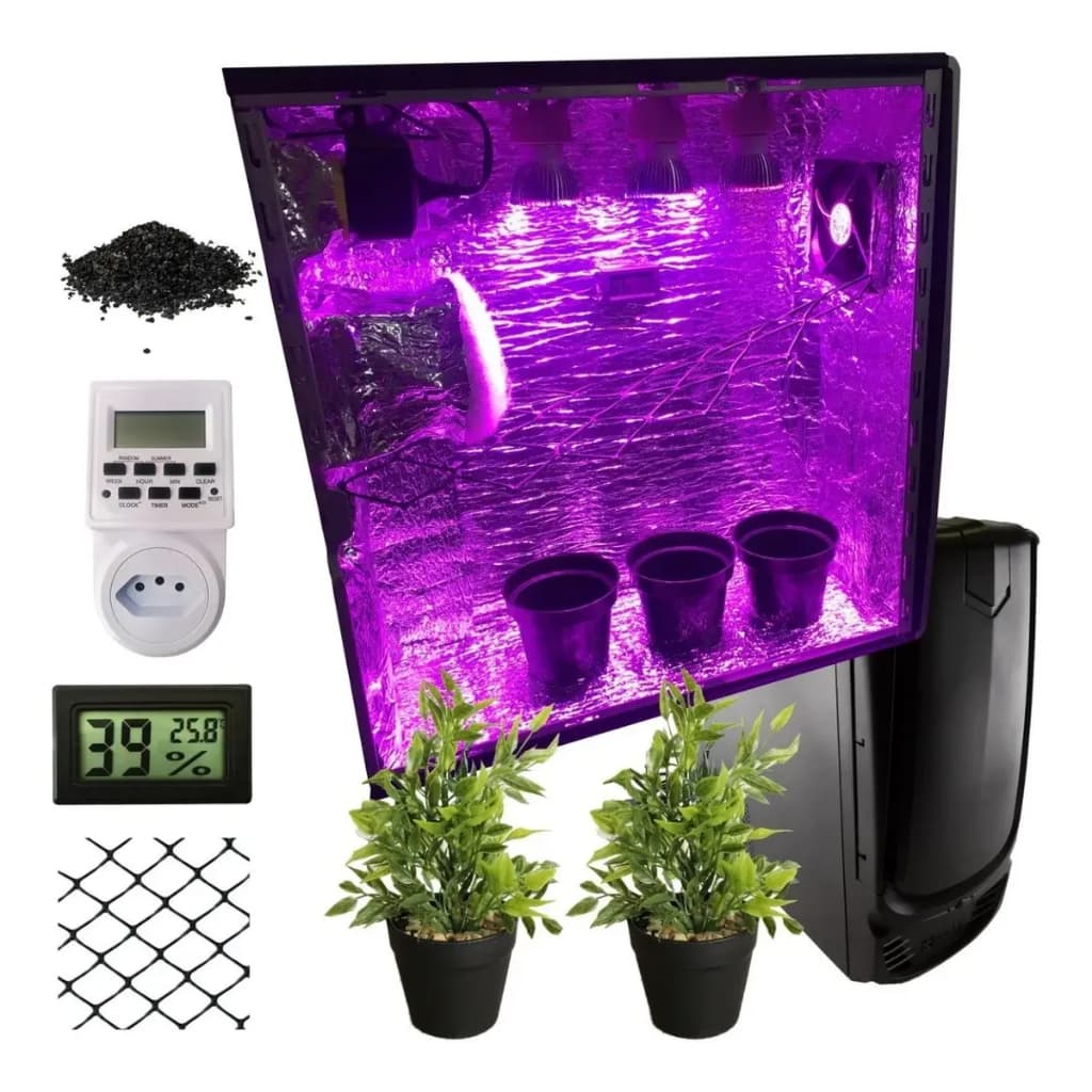Grow 3 Lampadas Filtro Full Spectrum 84w Estufa Cultivo Plantas Completa