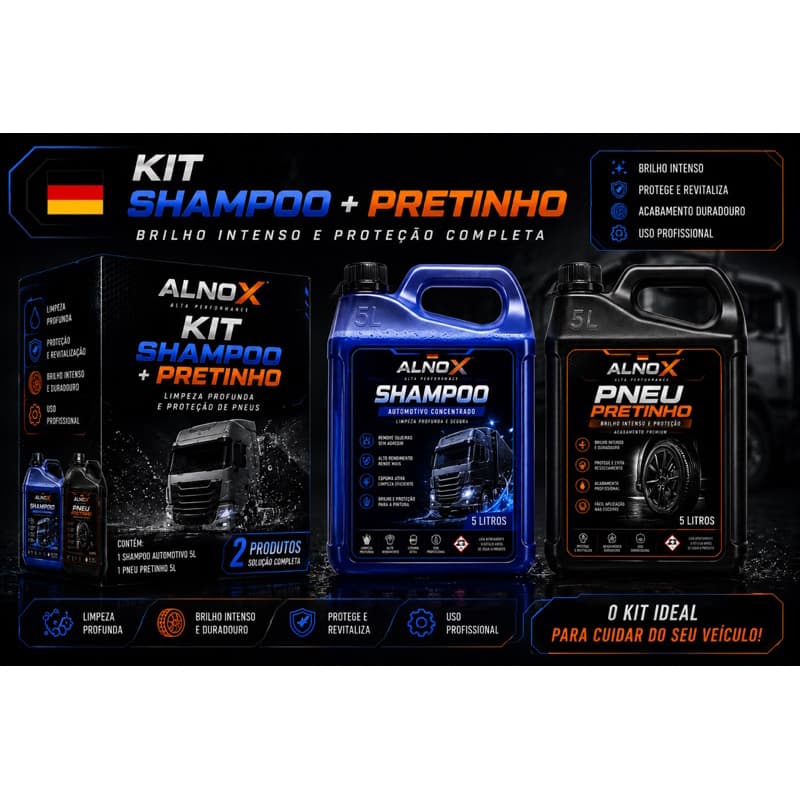 kit profissional lava rápido e estética automotiva shampoo e limpa pneu diluição 1/400