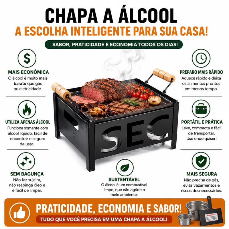 Churrasqueira a álcool fogareiro portátil com 1 boca multiuso bifiteira campyng