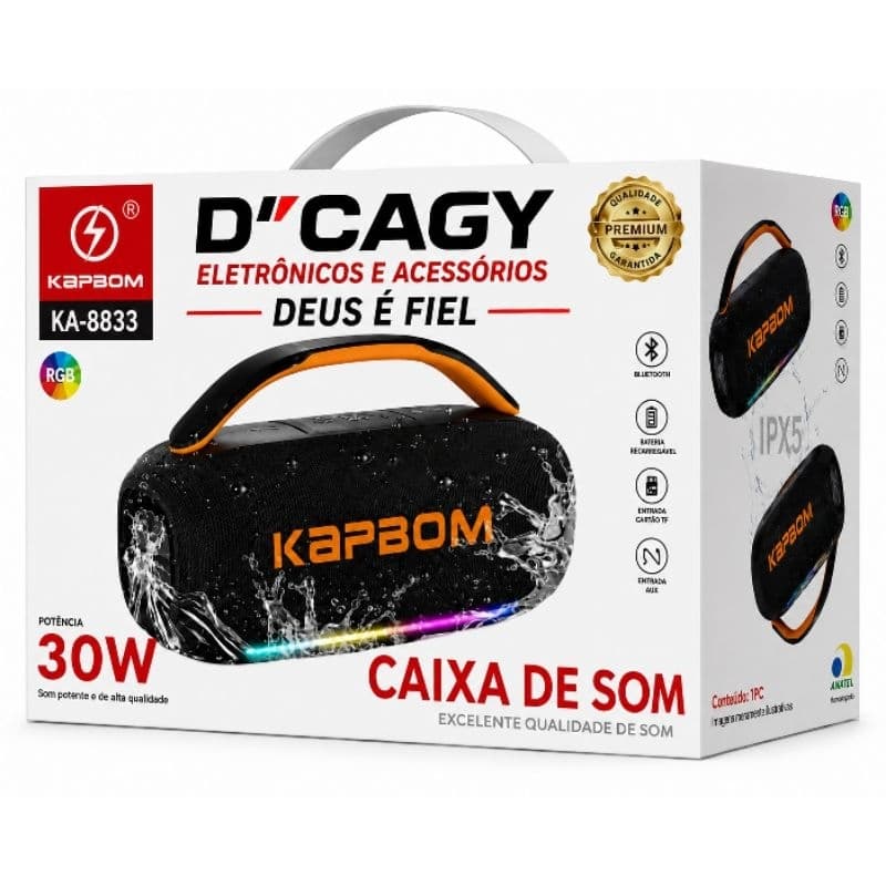 Caixa de Som Bluetooth 300w com Alça iPX6 a Prova D'agua 2 Alto Falantes
