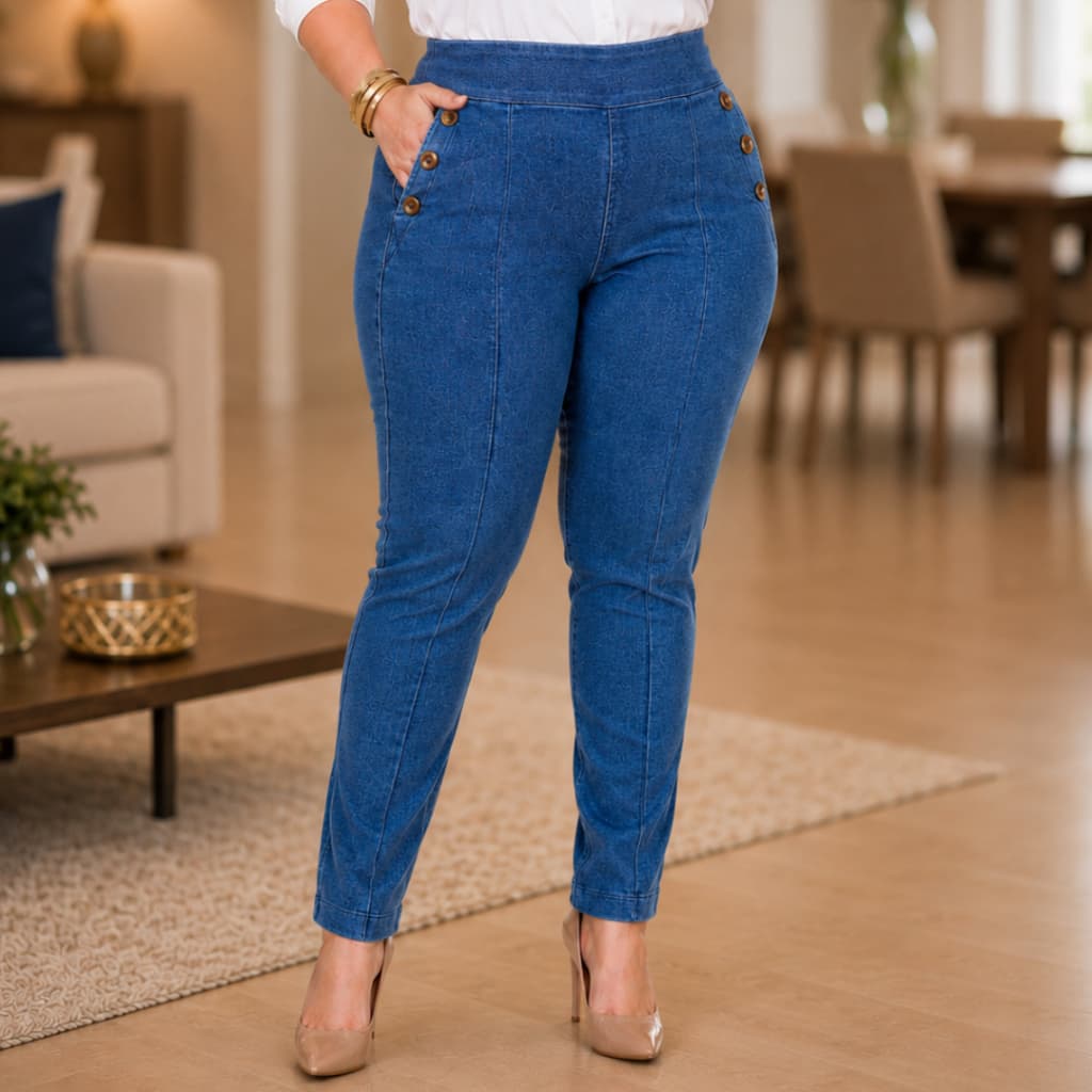 Calça Social Bengaline plus seze con detalhe no bolso leggin modeladora confortable bersatil