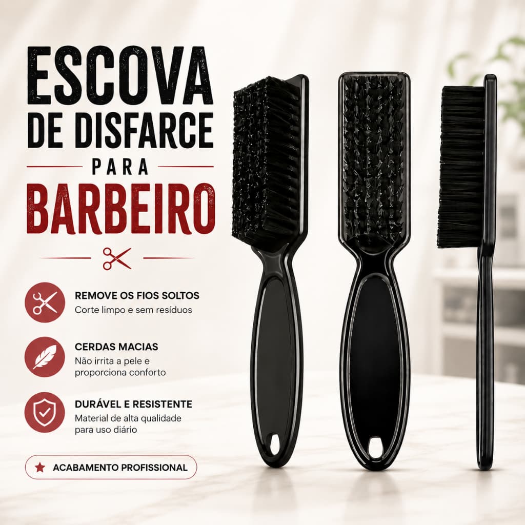 Escova de Disfarce Barbeiro para Degradê Cabelo e Barba | Limpeza e Acabamento Profissional