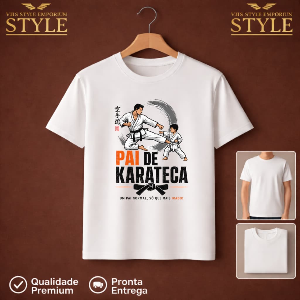 Camiseta Pai - Mãe - Avó de Karate - FILHO  | Presente Criativo para Pai Karateca - Vhs Style