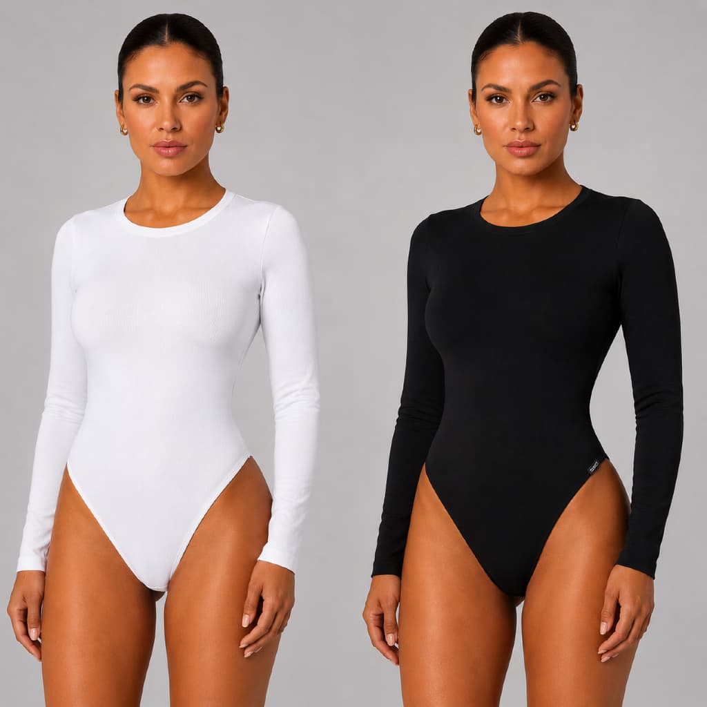Body Feminino Manga Longa Gola Careca Suplex Premium Conforto e Elegância Outono Inverno Bori