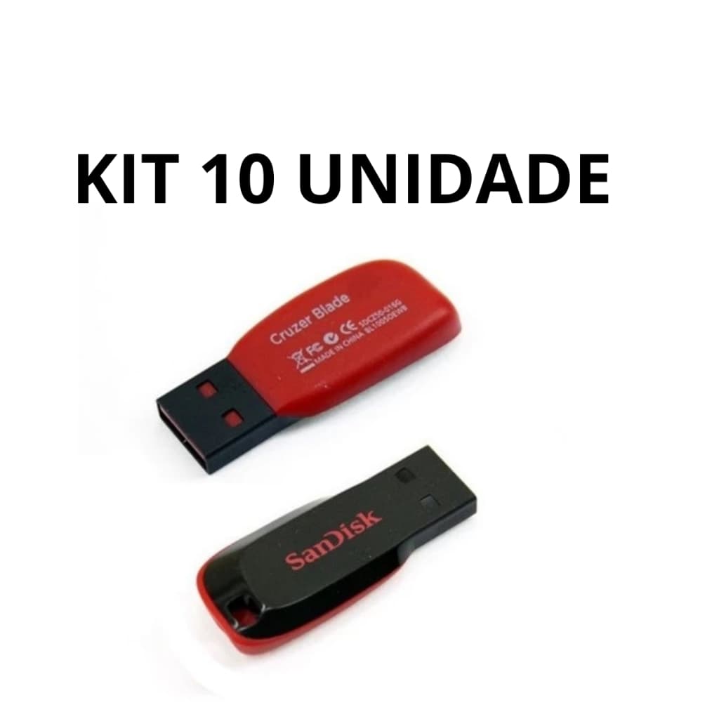 KIT 10 UNIDADE Pen Drive SanDisk Cruzer Blade USB 2.0 Flash Drive
