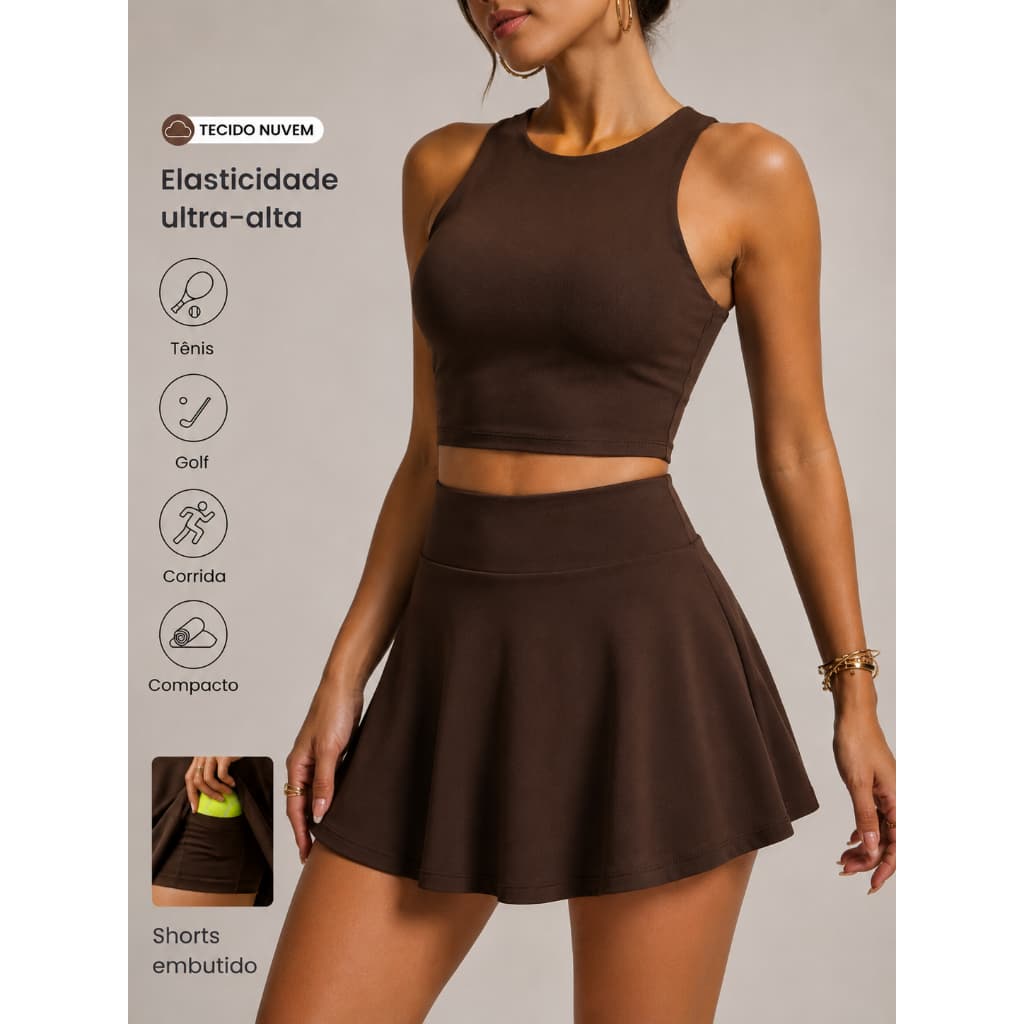Conjunto beach tenis short saia esportivo tenis academia