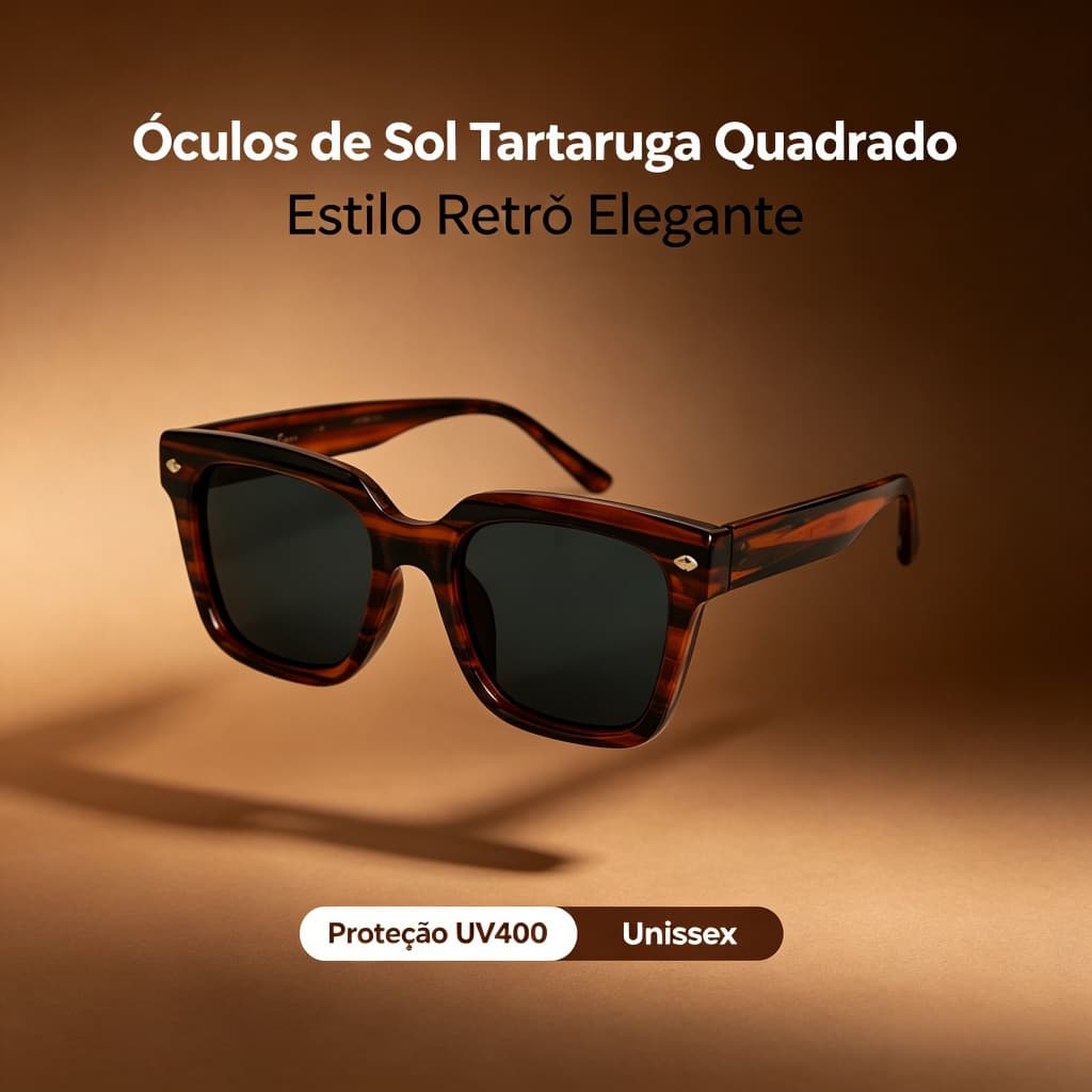 HEYOO Óculos de Sol Polarizado UV400 Retro Tartaruga Armação Grossa, Acessório Chic Para Looks Urbanos E Férias