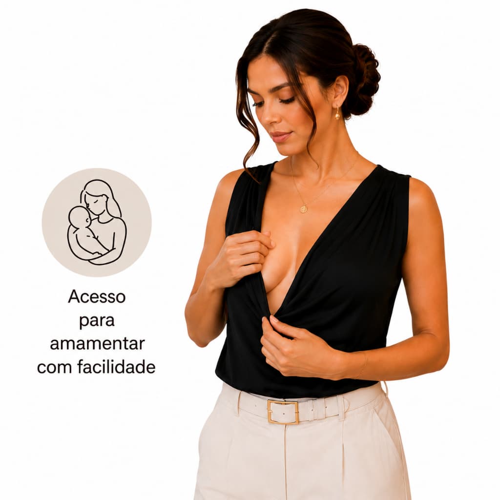 Blusa Amamentação Regata Feminina Gola Boba Polimicro Suplex Premium Elegante Folgadinha Soltinha