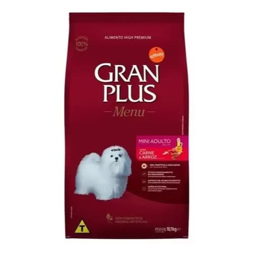 Gran Plus Racao Caes Mini e Pequenas Carne e Arroz Menu 10,1kg