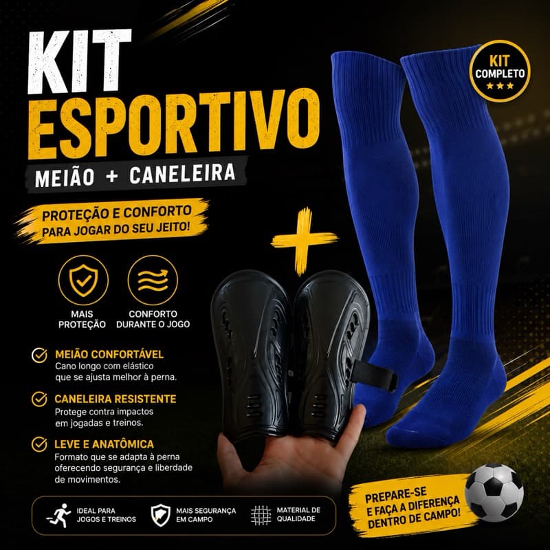 Kit Esportivo Infantil – Meião + Caneleira