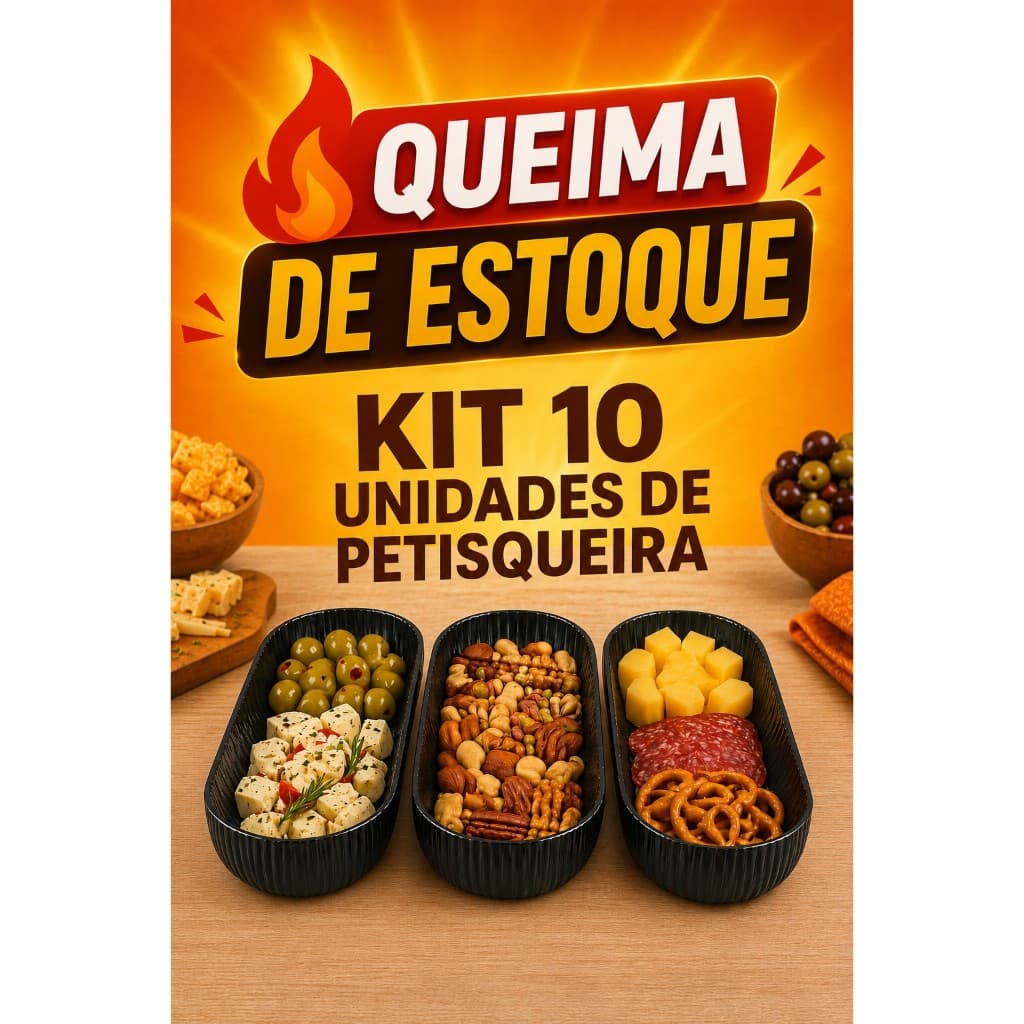 Kit Com 10 Petisqueiras Pretas Premium QUEIMA DE ESTOQUE