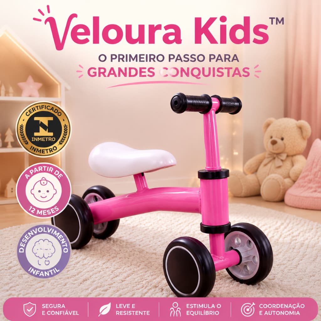 Bicicleta Equilibrio Infantil Rosa Sem Pedal Aprendizado Seguro Diversao Criancas
