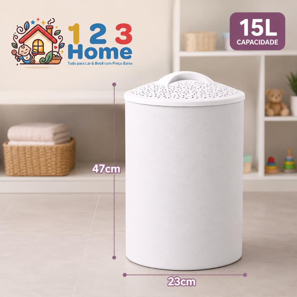 Cesto Lixeira 15L Baby Mel com Tampa – Ideal para Quarto de Bebê, Fraldas, Banheiro e Escritório
