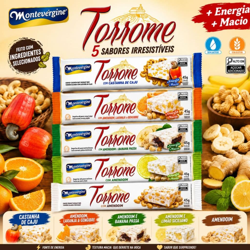 KIT Torrone Experiência Completa: Amendoim, Castanha Caju, Laranja Gengibre, Limão Siciliano, Banana
