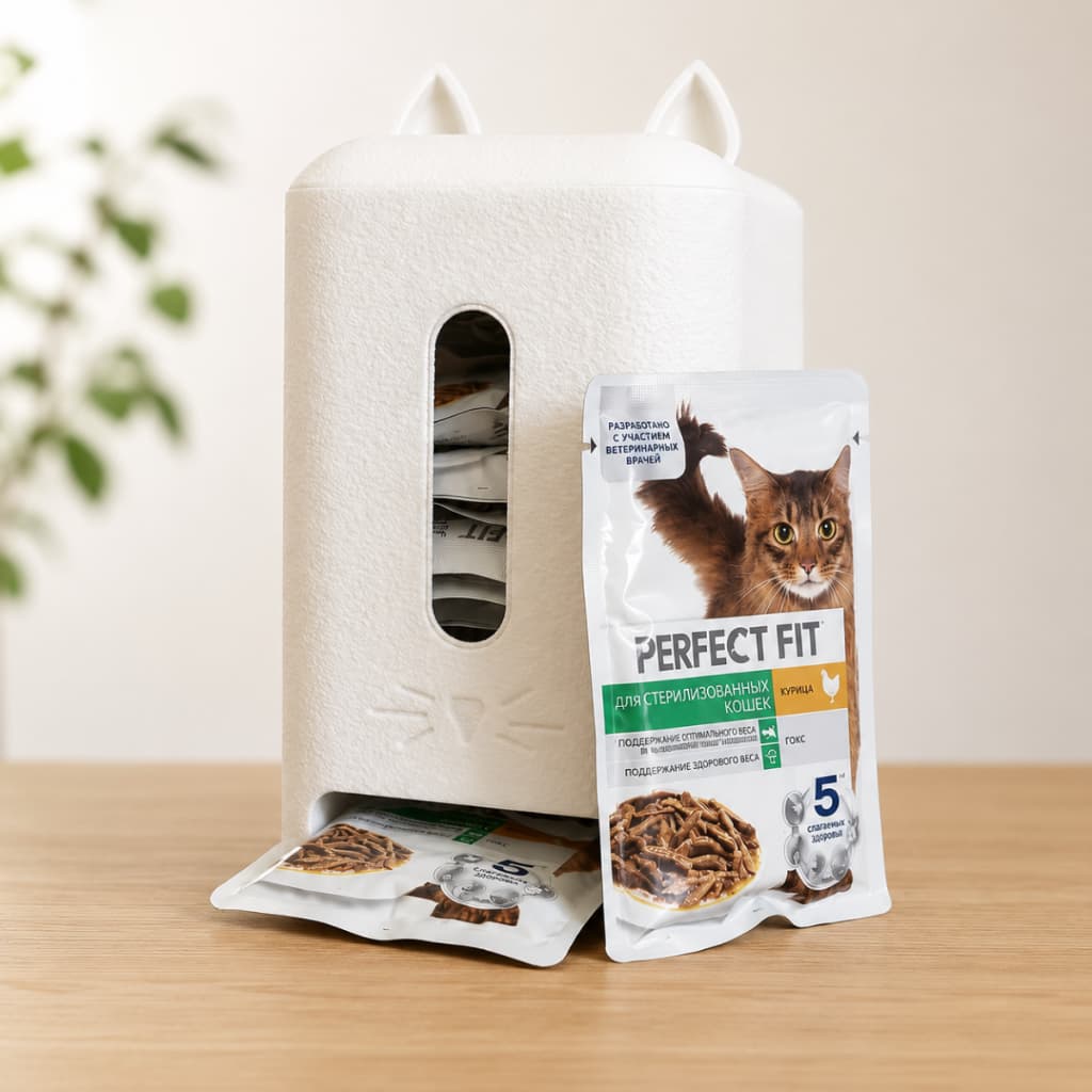 Dispensador de Sachês para Gatos | Organizador Porta Sachê Pet com Design Gatinho