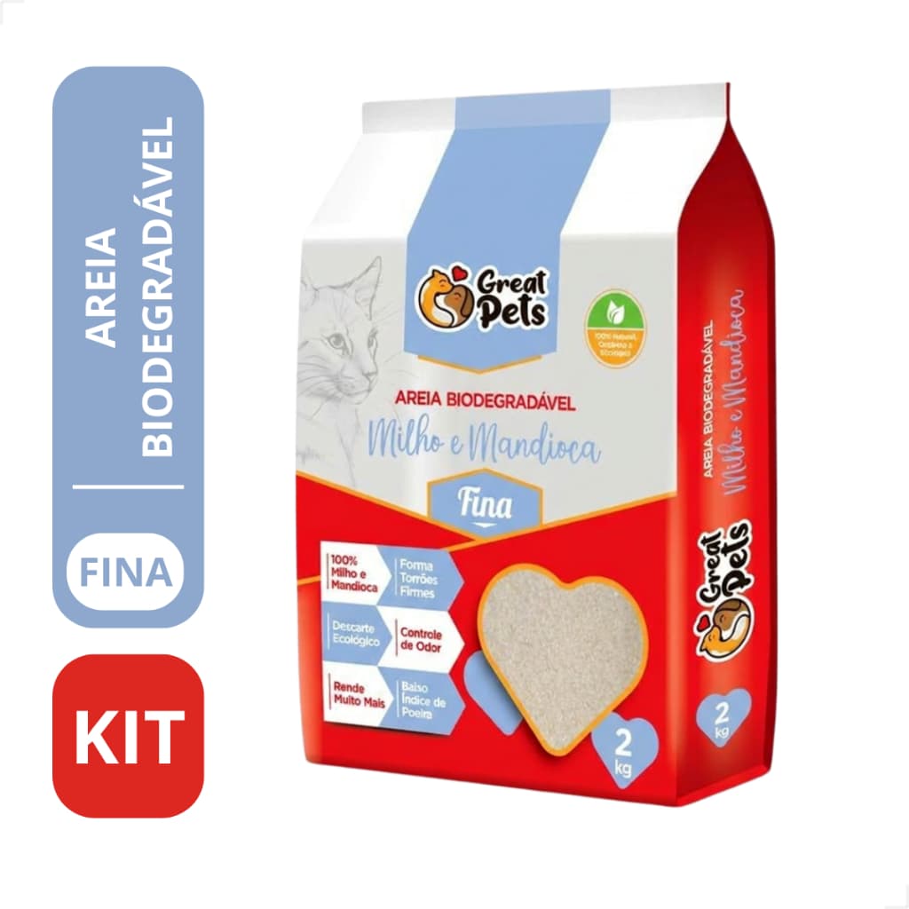 AREIA BIODEGRADÁVEL GREAT PETS FINA 8 KG 12 KG 16 KG  - ENVIO IMEDIATO