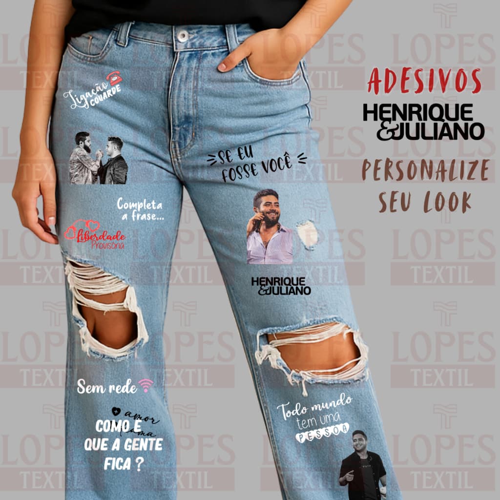 Adesivo DTF Henrique e Juliano | Termocolante Calça Jaqueta Camisa Pronto para Estampar