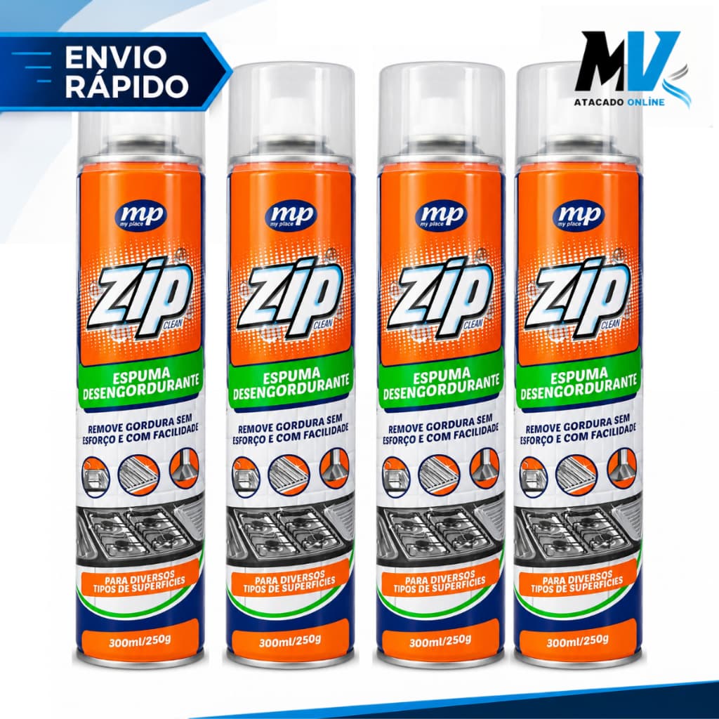 Espuma Desengordurante Zip Clean My Place 300ml Limpeza Remove Gordura Pesada