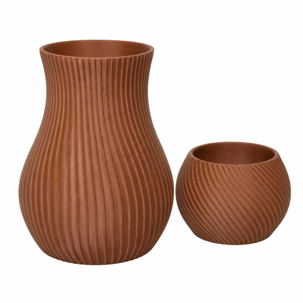 Kit 2 vasos decorativos ondulados premium de alta resistência luxo para casa e escritório