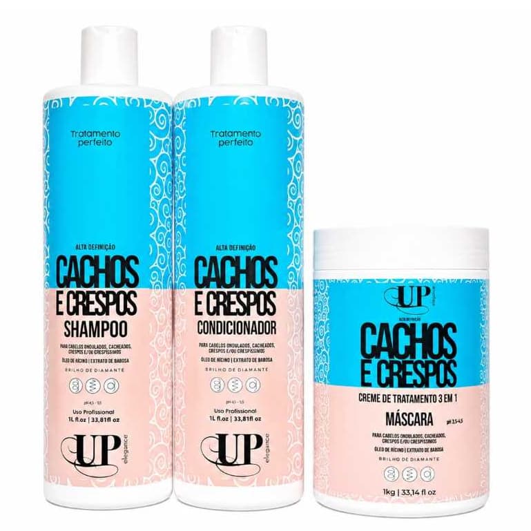 Up Élegance - Kit Cachos e Crespos (Shampoo & Condicionador 1L + Máscara 1Kg)
