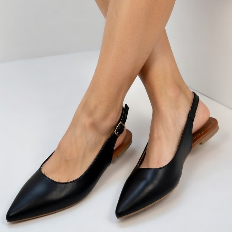 Sapatilha Slingback Feminina Rasteira Bico Fino Confortável Sandália para Dia a Dia e Social
